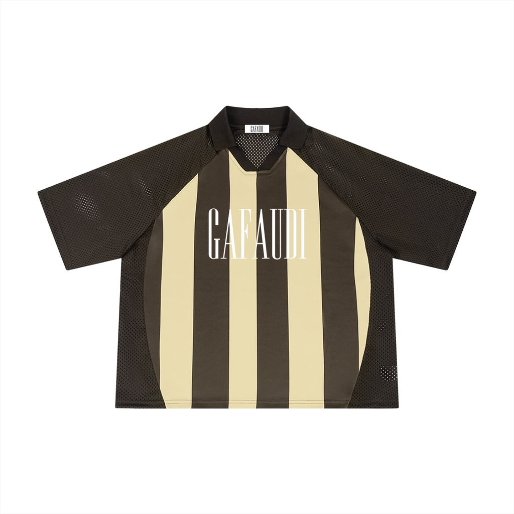 GAFAUDI Unisex Striped Mesh Boxy Soccer Jersey