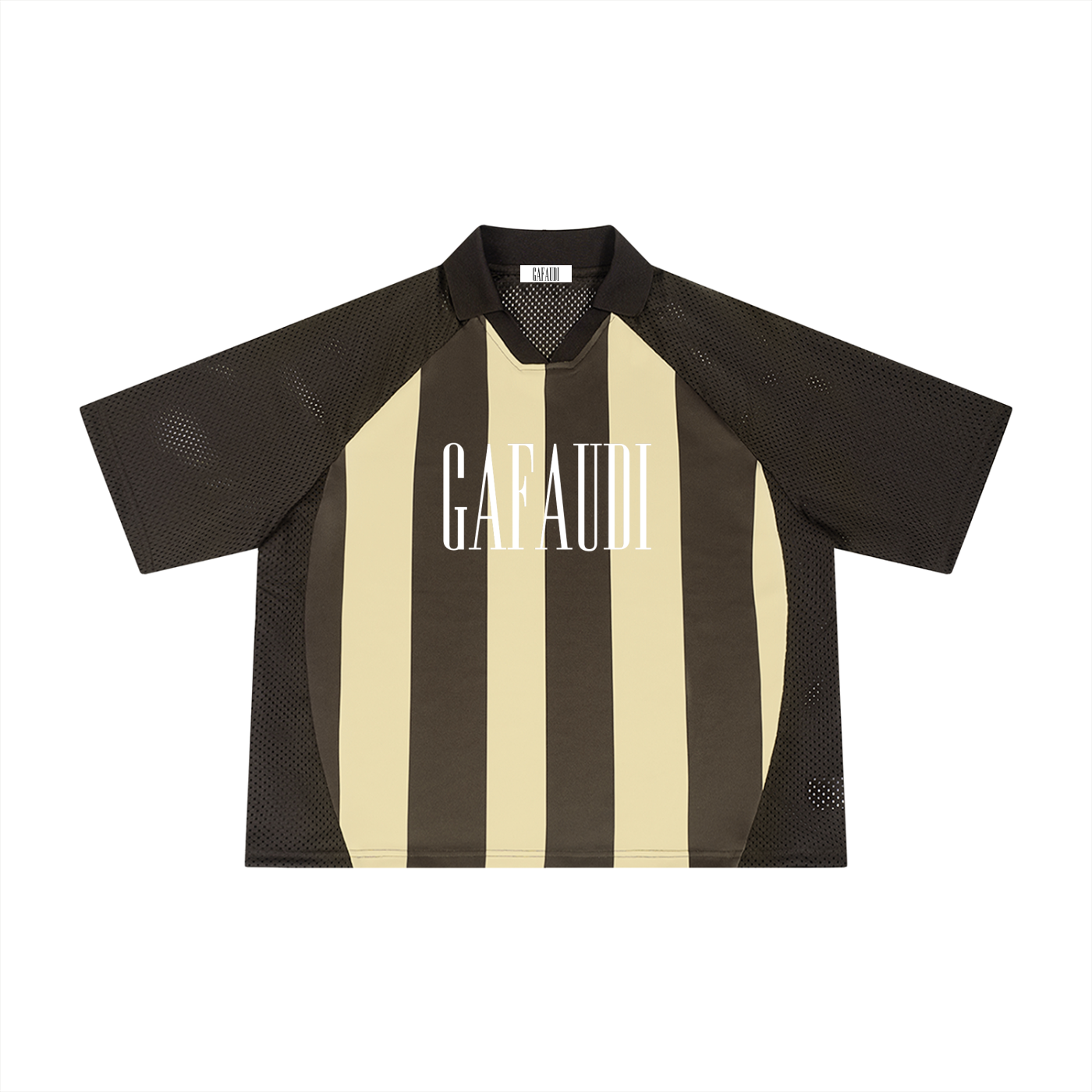 GAFAUDI Unisex Striped Mesh Boxy Soccer Jersey