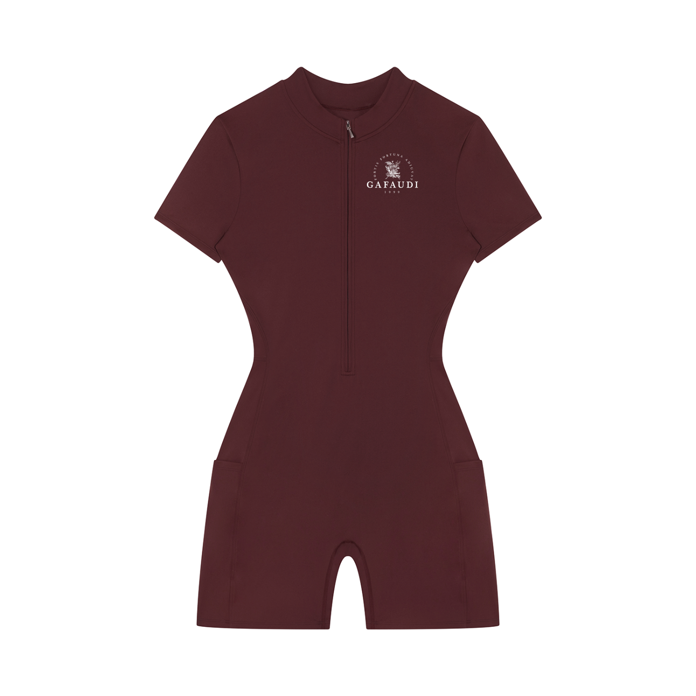 GAFAUDI Women's Quarter-Zip Short Sleeve Romper