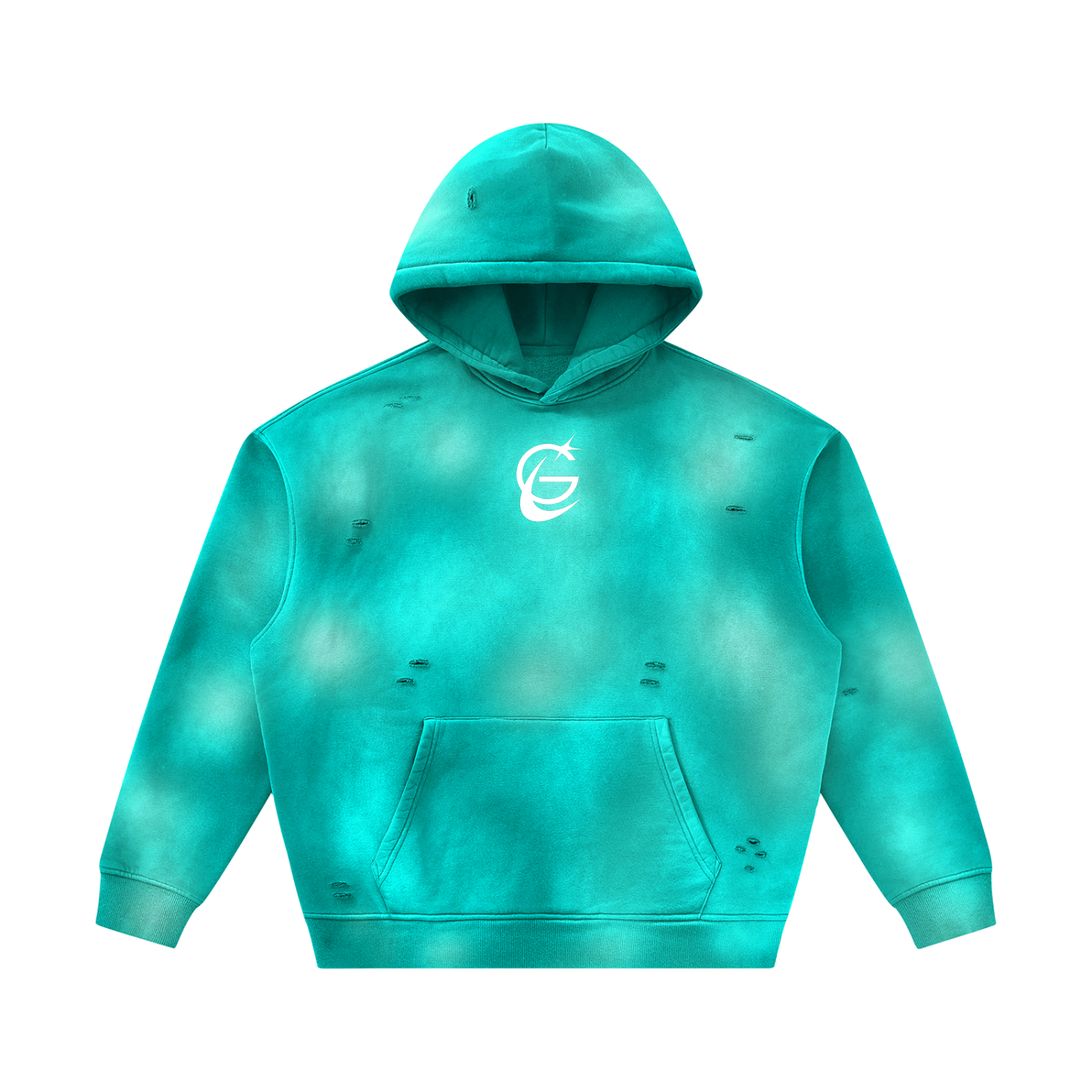 GAFAUDI Unisex Sunfade Frayed Fleece Hoodie