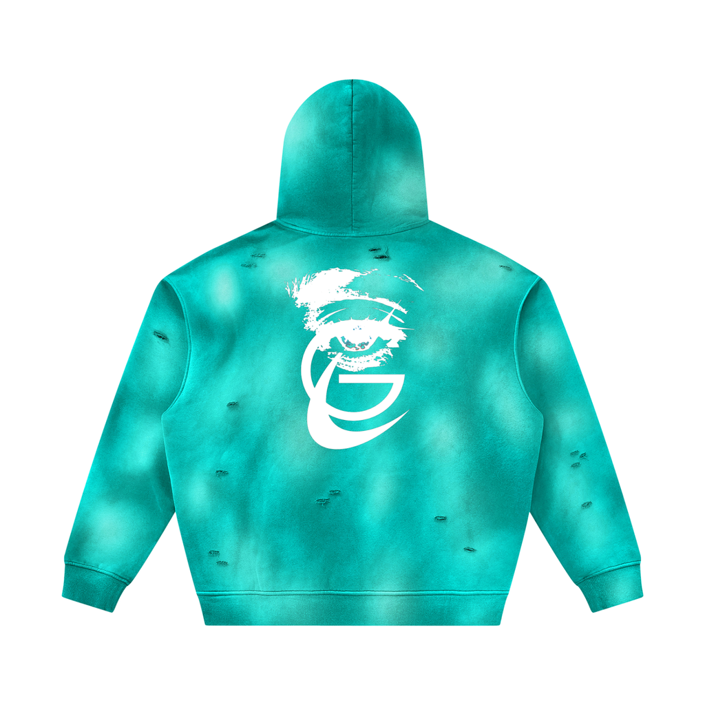 GAFAUDI Unisex Sunfade Frayed Fleece Hoodie
