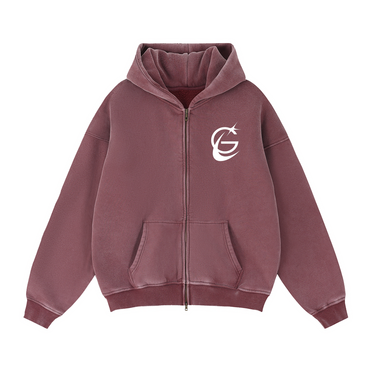 GAFAUDI Zip-Through Boxy Fleece Hoodie