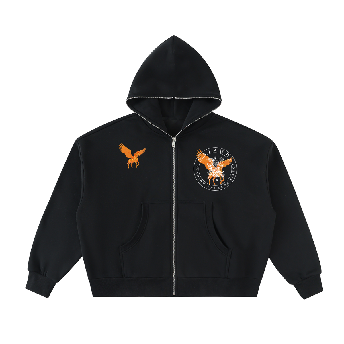 GAFAUDI ASCENSION - AURELIUS Fleeced Full-Zip Boxy Hoodie