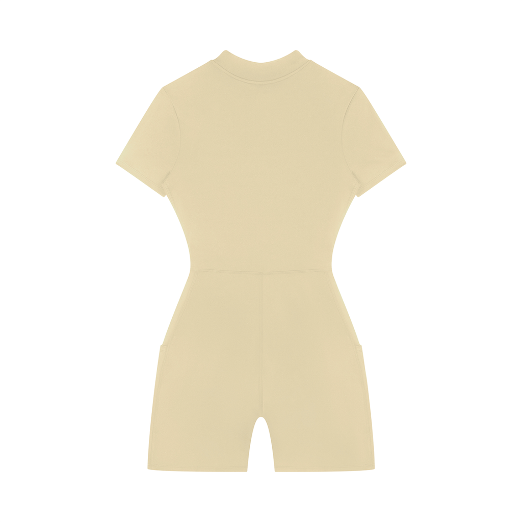 GAFAUDI Women's Quarter-Zip Short Sleeve Romper