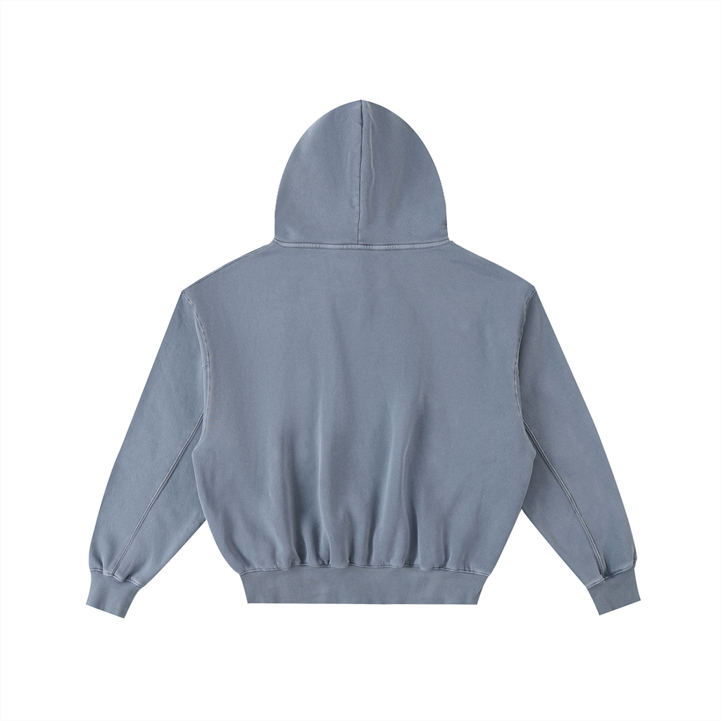GAFAUDI Frayed Enzyme Washed Fleece Hoodie