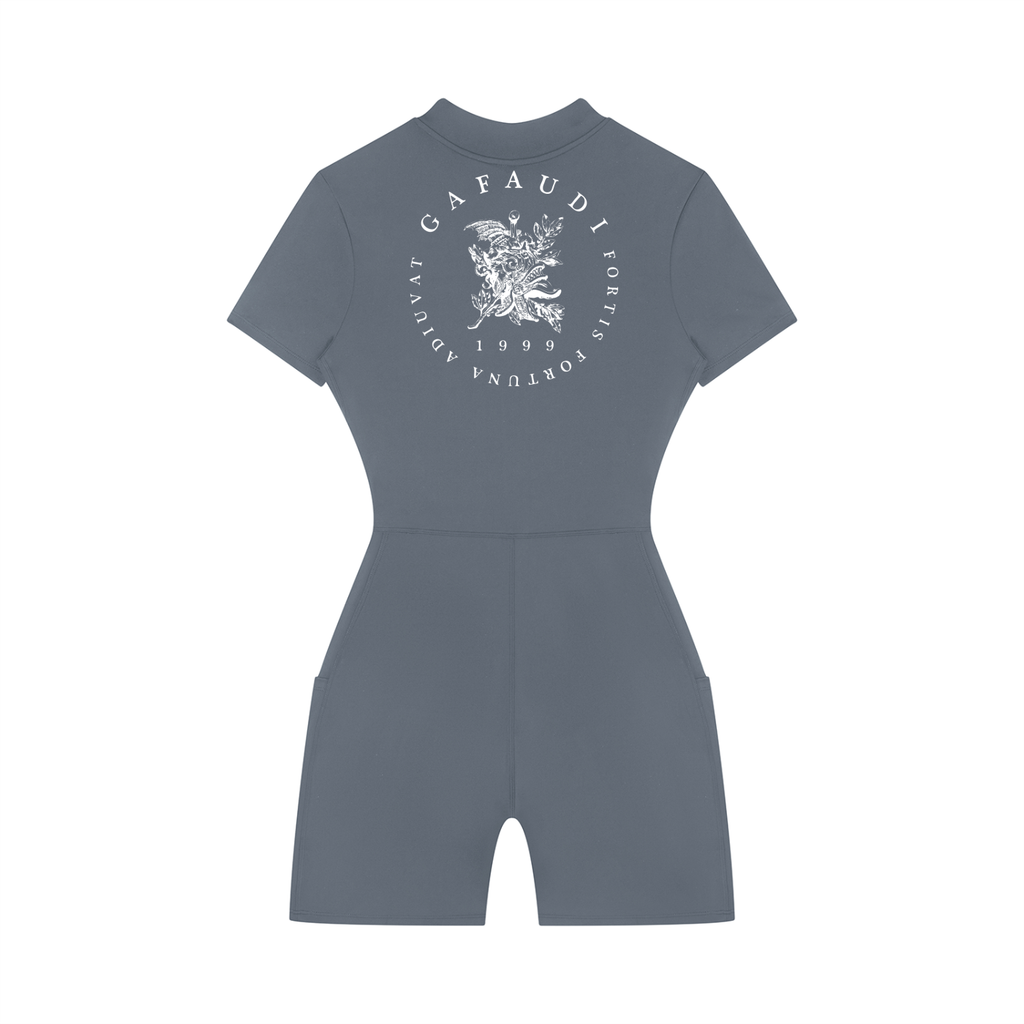 GAFAUDI Women's Quarter-Zip Short Sleeve Romper