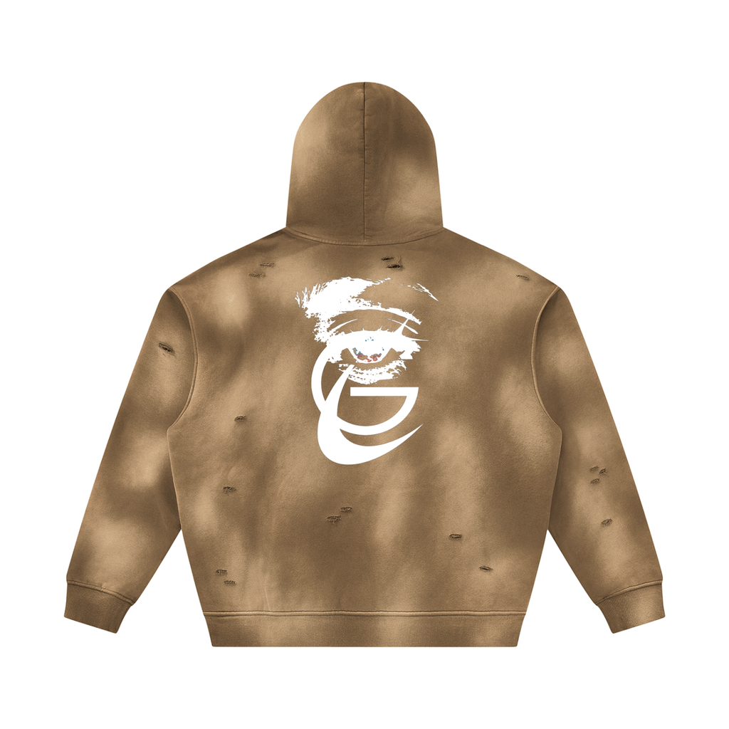 GAFAUDI Unisex Sunfade Frayed Fleece Hoodie