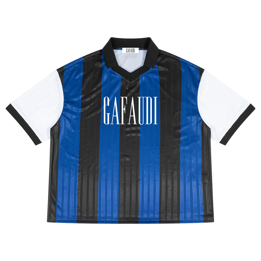 GAFAUDI Unisex Boxy Striped Collared Soccer Jersey