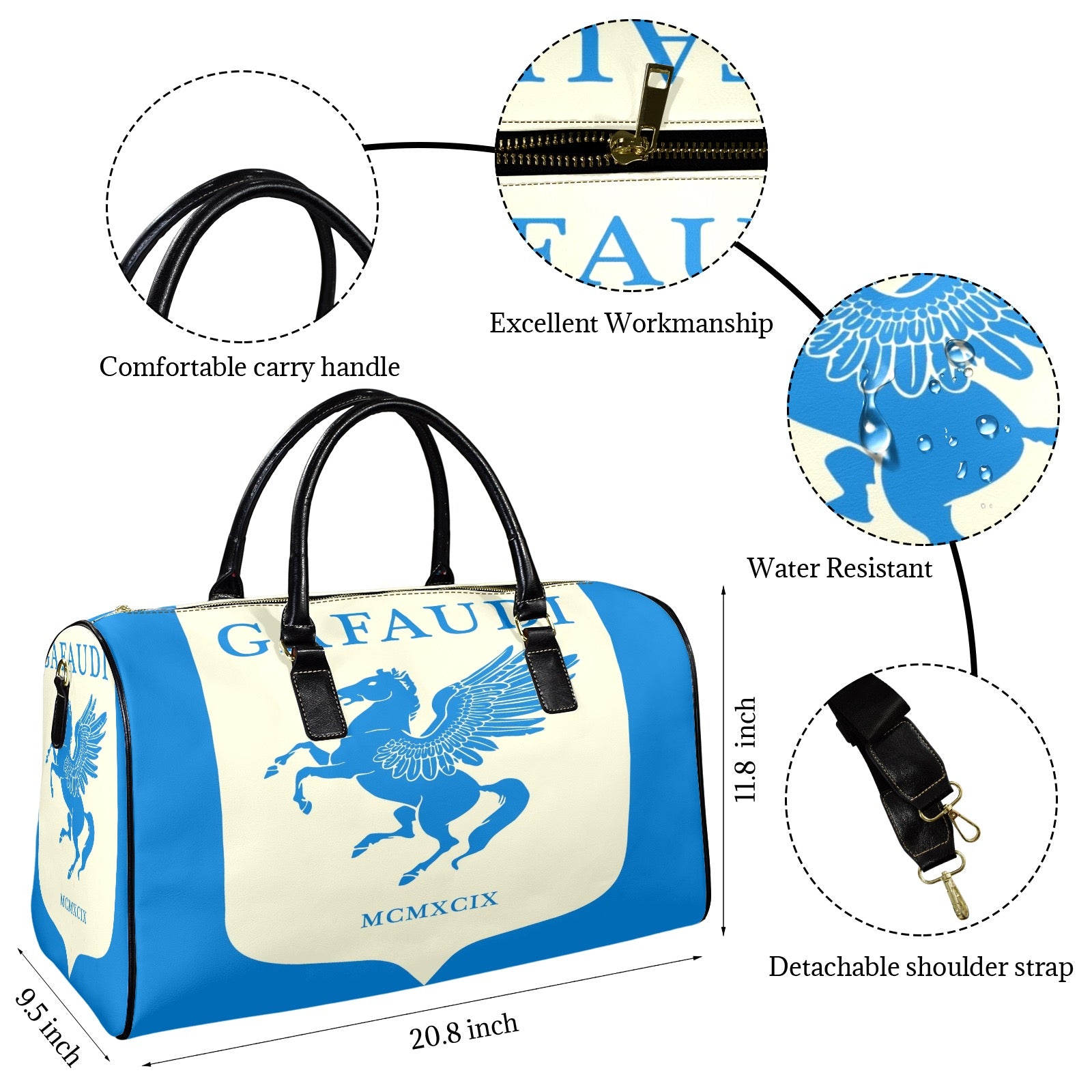 GAFAUDI Leather Travel Bag-Large