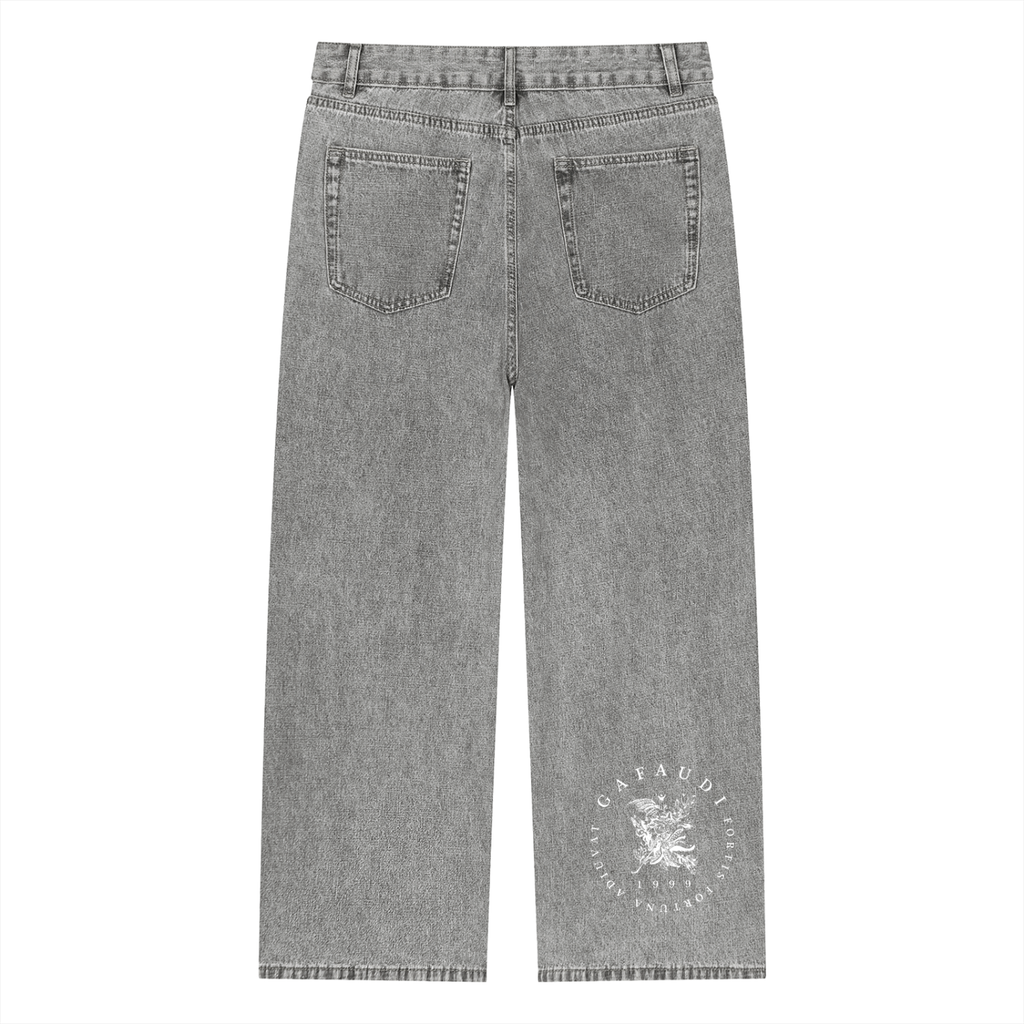 GAFAUDI Unisex Vintage Wash Straight Leg Jeans