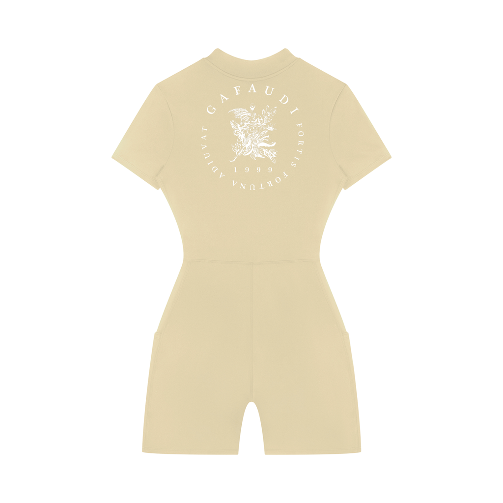 GAFAUDI Women's Quarter-Zip Short Sleeve Romper