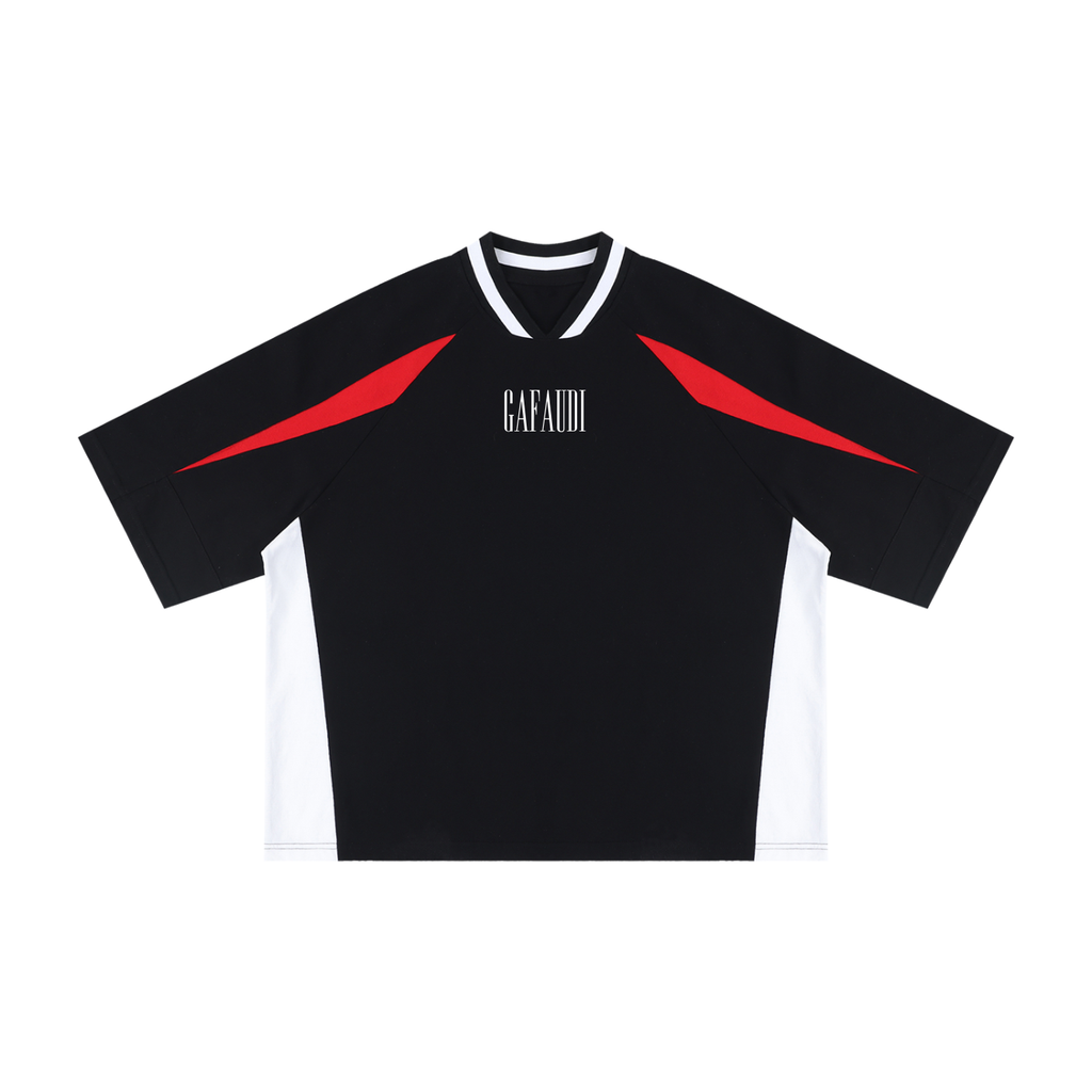 GAFAUDI Unisex Oversized Color Block V-Neck T-Shirt