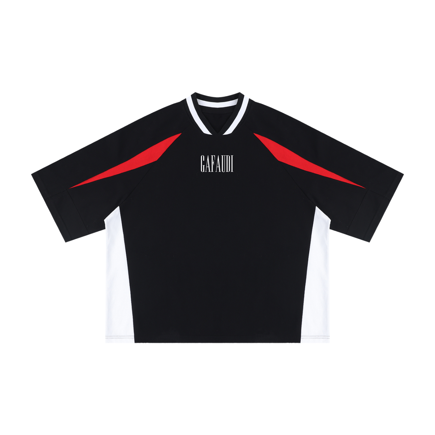 GAFAUDI Unisex Oversized Color Block V-Neck T-Shirt