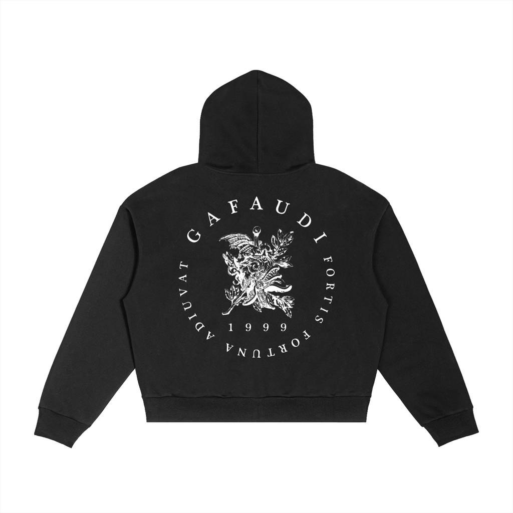 GAFAUDI Contrast Plaid Boxy Zip Hoodie