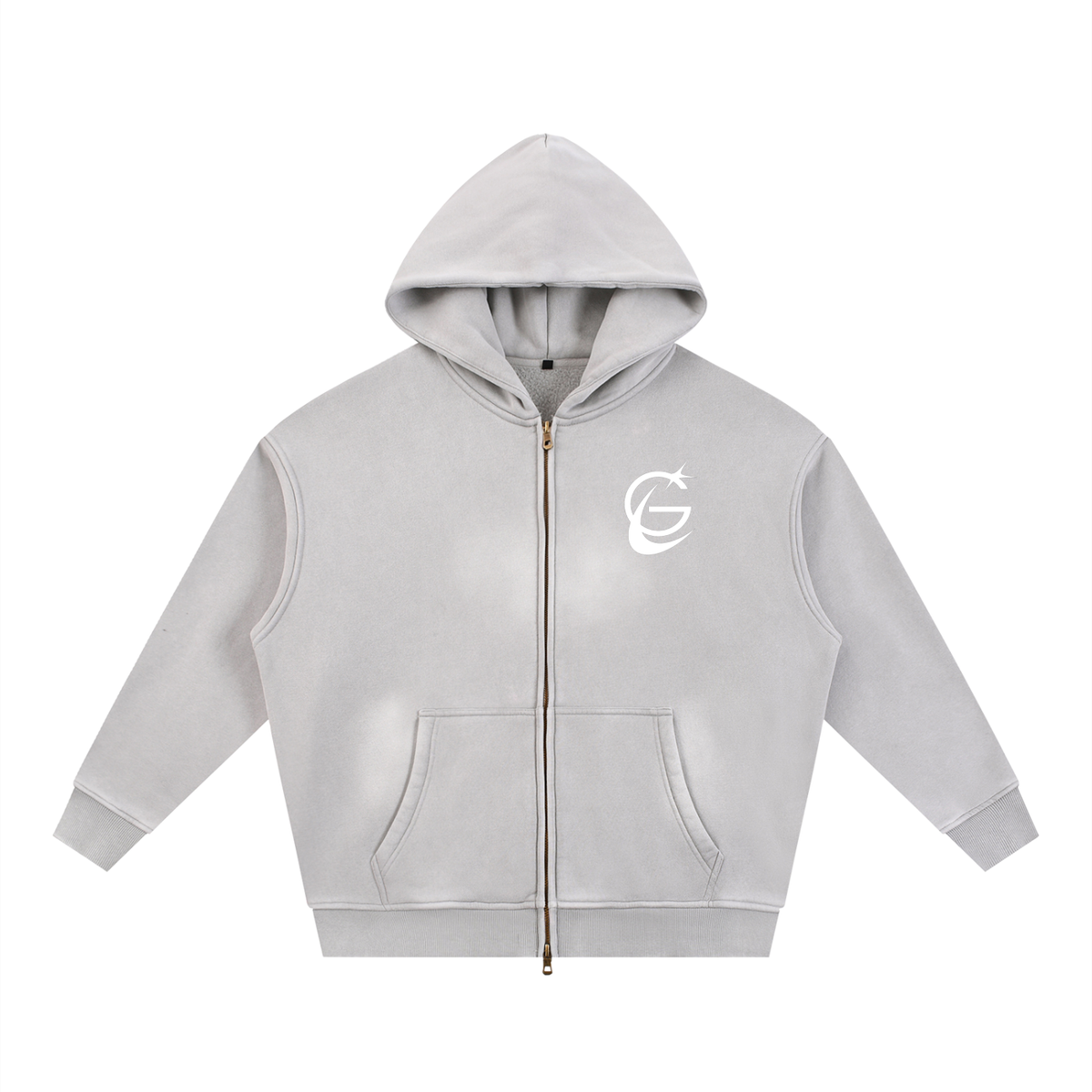 GAFAUDI "Stella Nova" Sunfade Two-way Zipper Boxy Fleece Hoodie