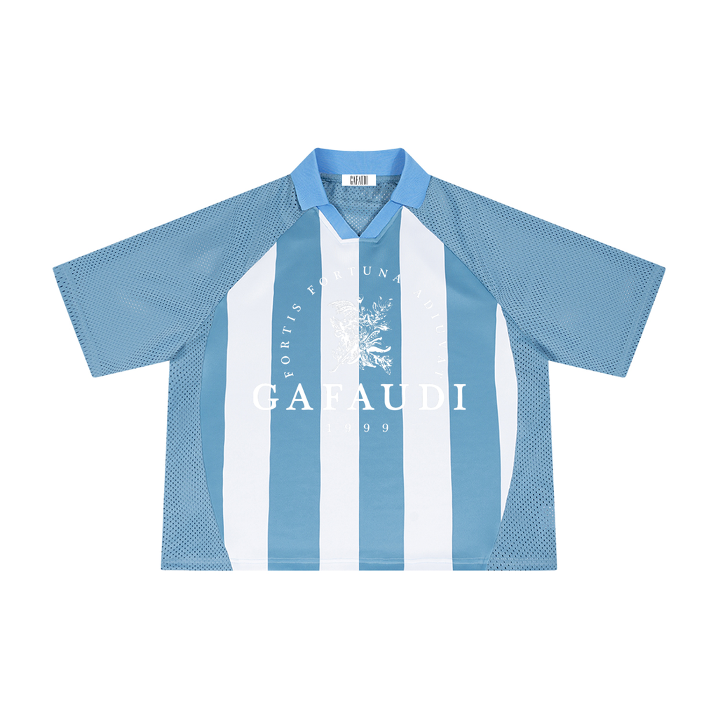 GAFAUDI Unisex Striped Mesh Boxy Soccer Jersey
