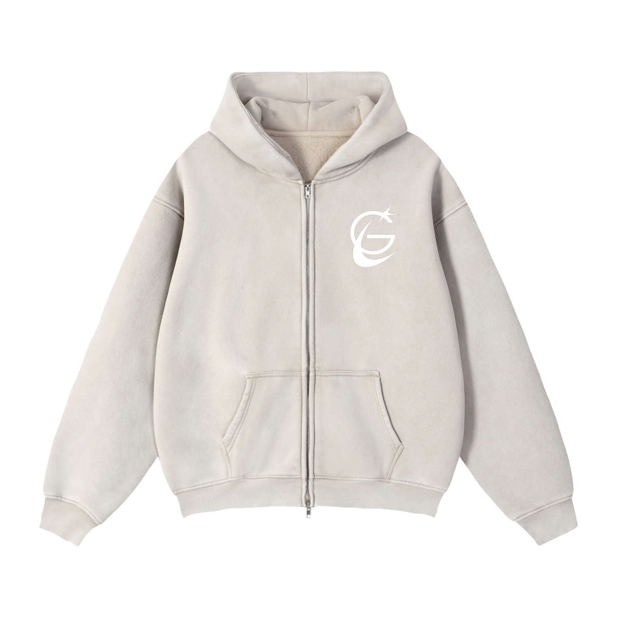 GAFAUDI Zip-Through Boxy Fleece Hoodie