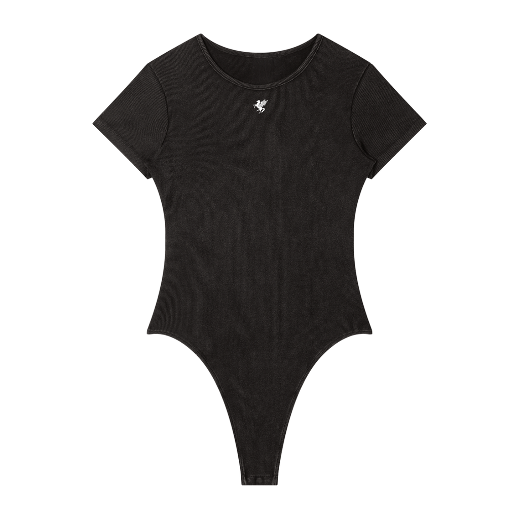 GAFAUDI Women's Mineral Wash Crewneck Bodysuit