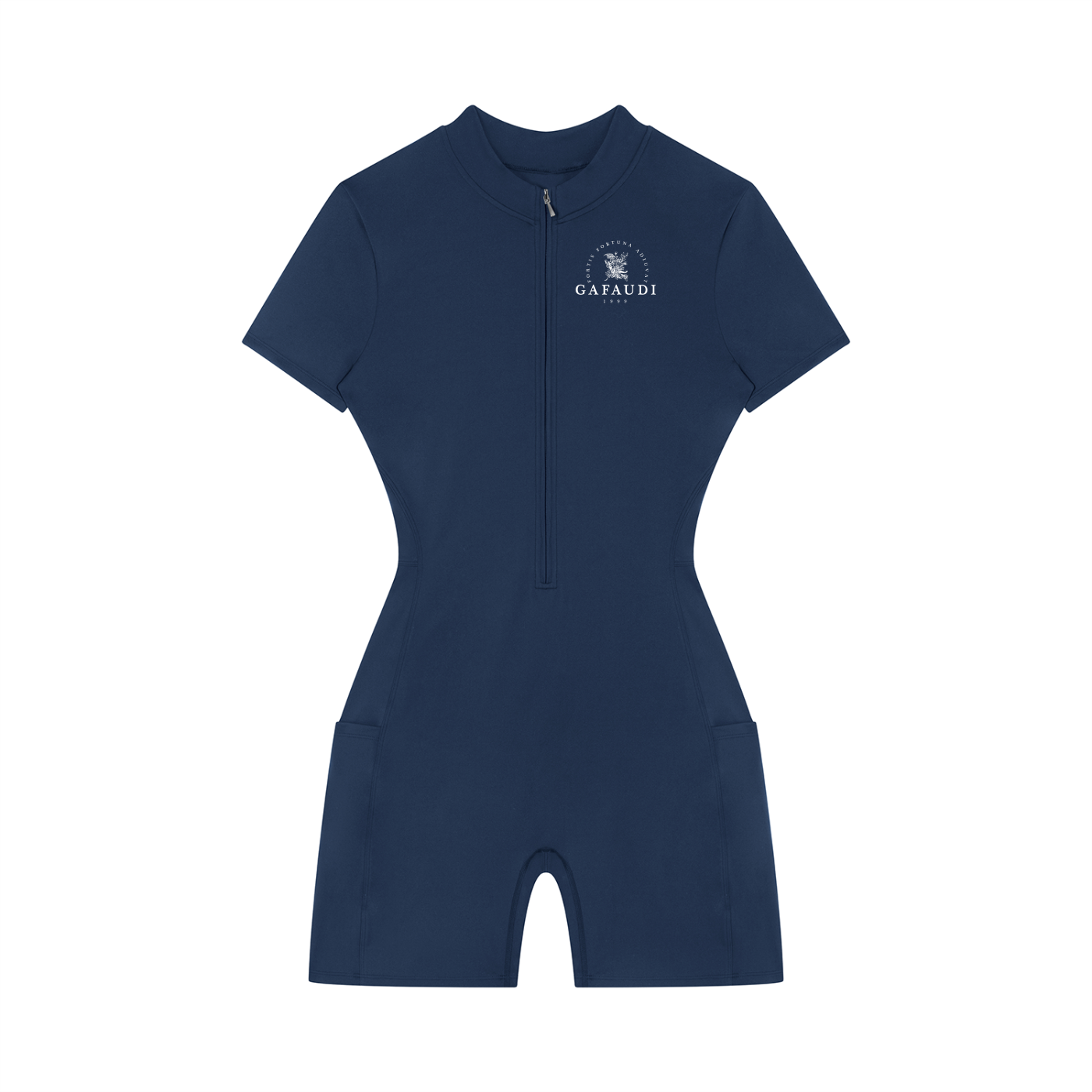 GAFAUDI Women's Quarter-Zip Short Sleeve Romper