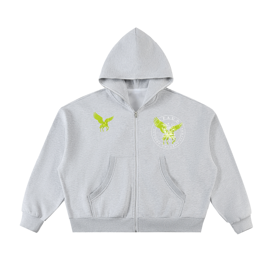 Fleeced Full-Zip Boxy Hoodie