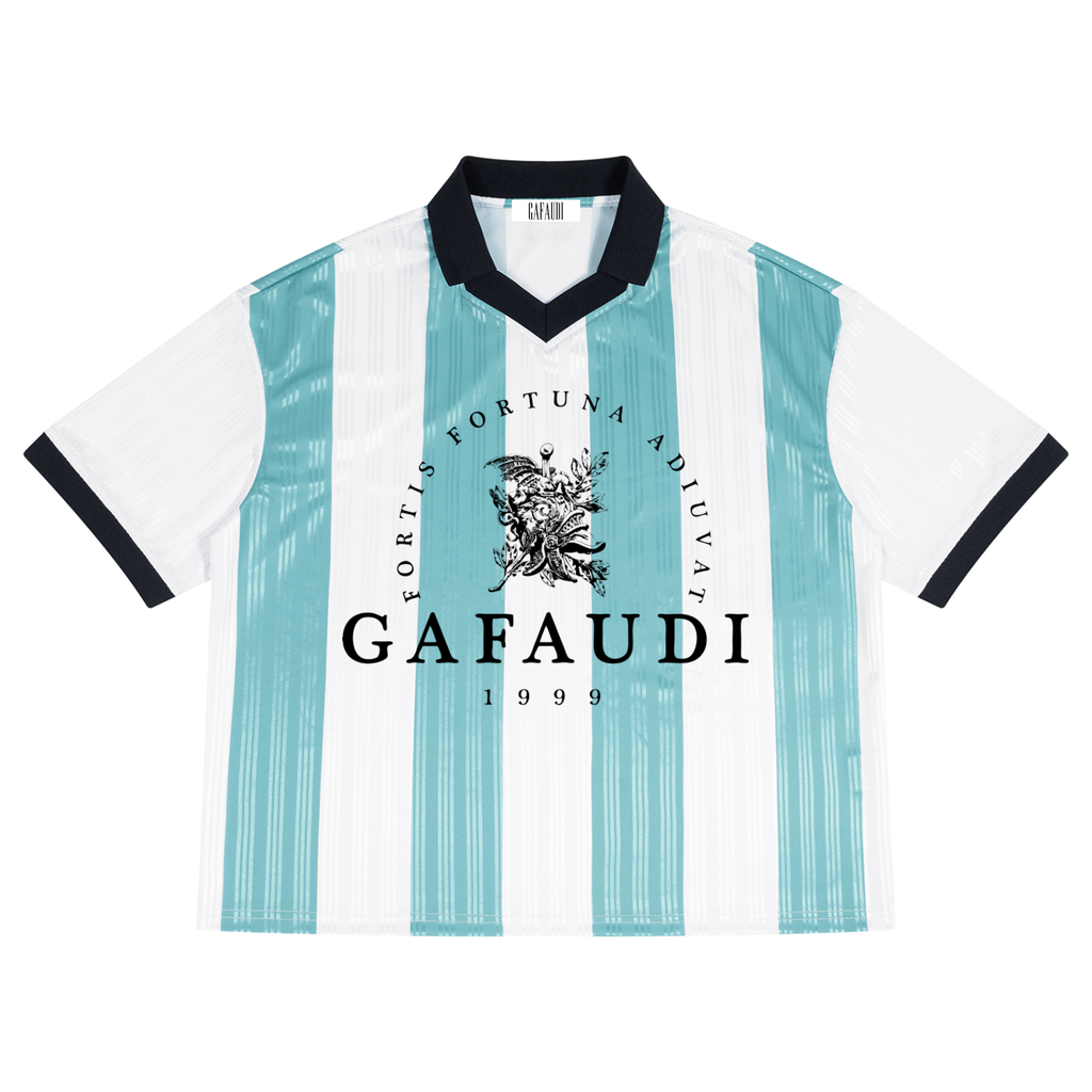 GAFAUDI Unisex Boxy Striped Collared Soccer Jersey