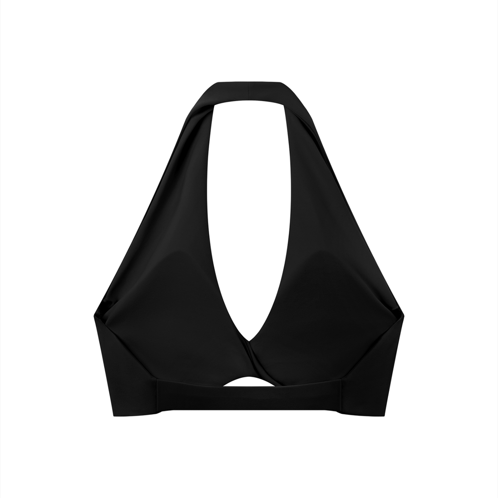 GAFAUDI Women's Pleated Halter Sports Bra
