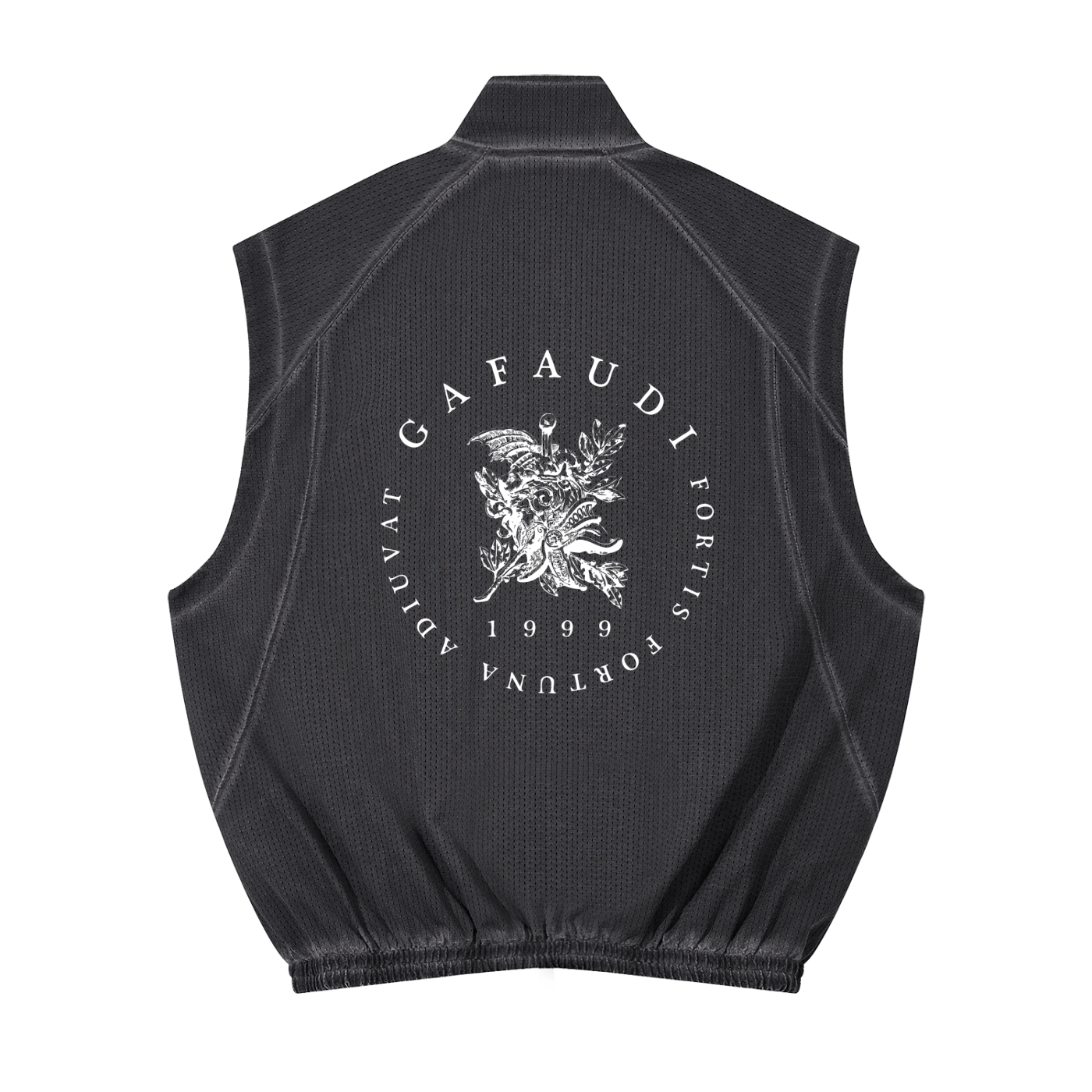 GAFAUDI Unisex Vintage Wash Mesh Full-Zip Vest