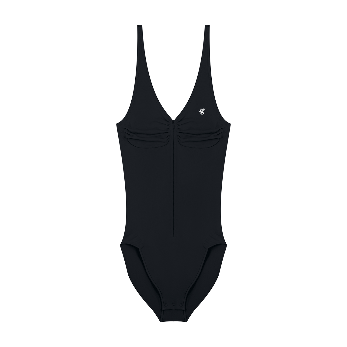 GAFAUDI Women’s Full-Zip Ruched Bodysuit