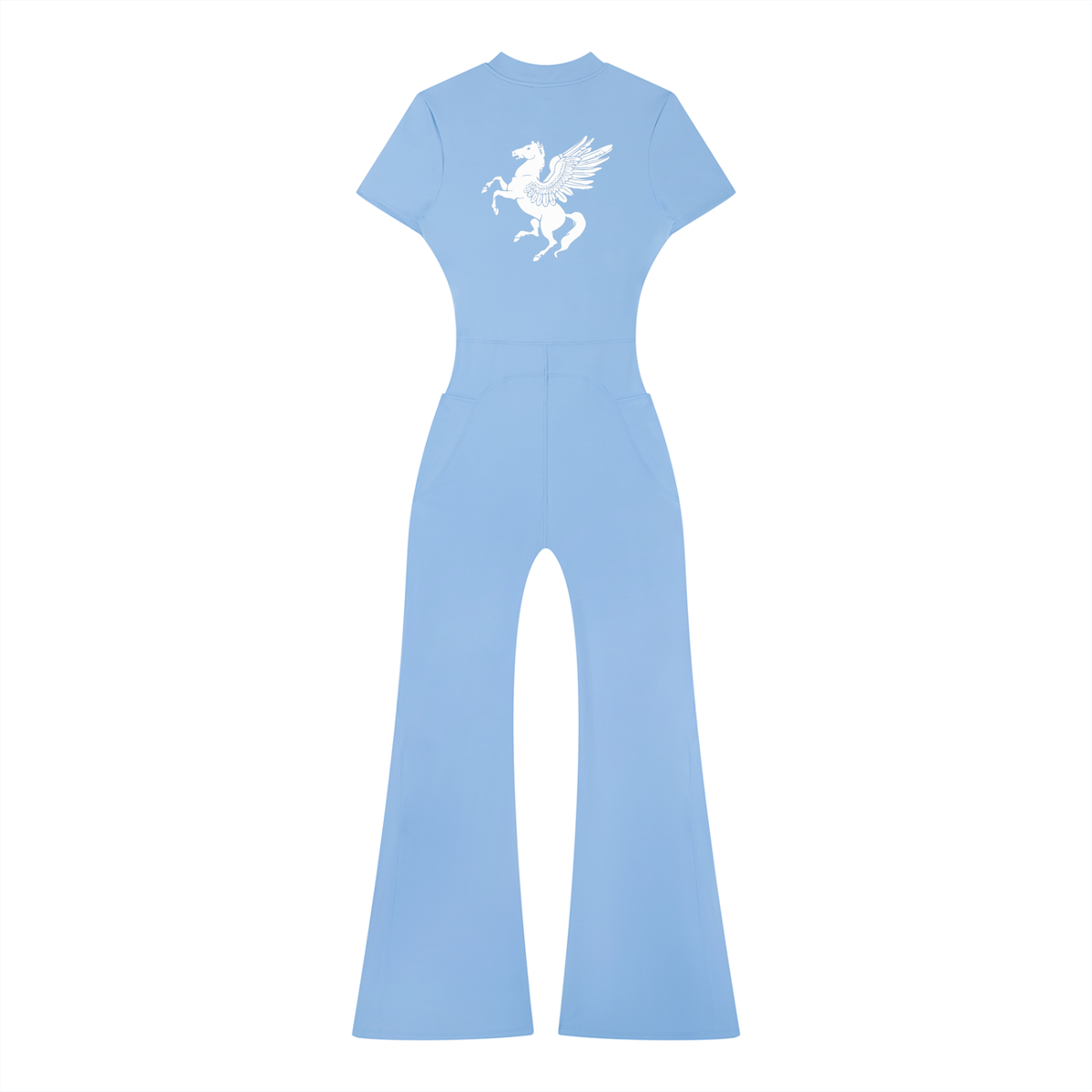 GAFAUDI Women’s Tight Flared Leg Quarter-Zip Jumpsuit