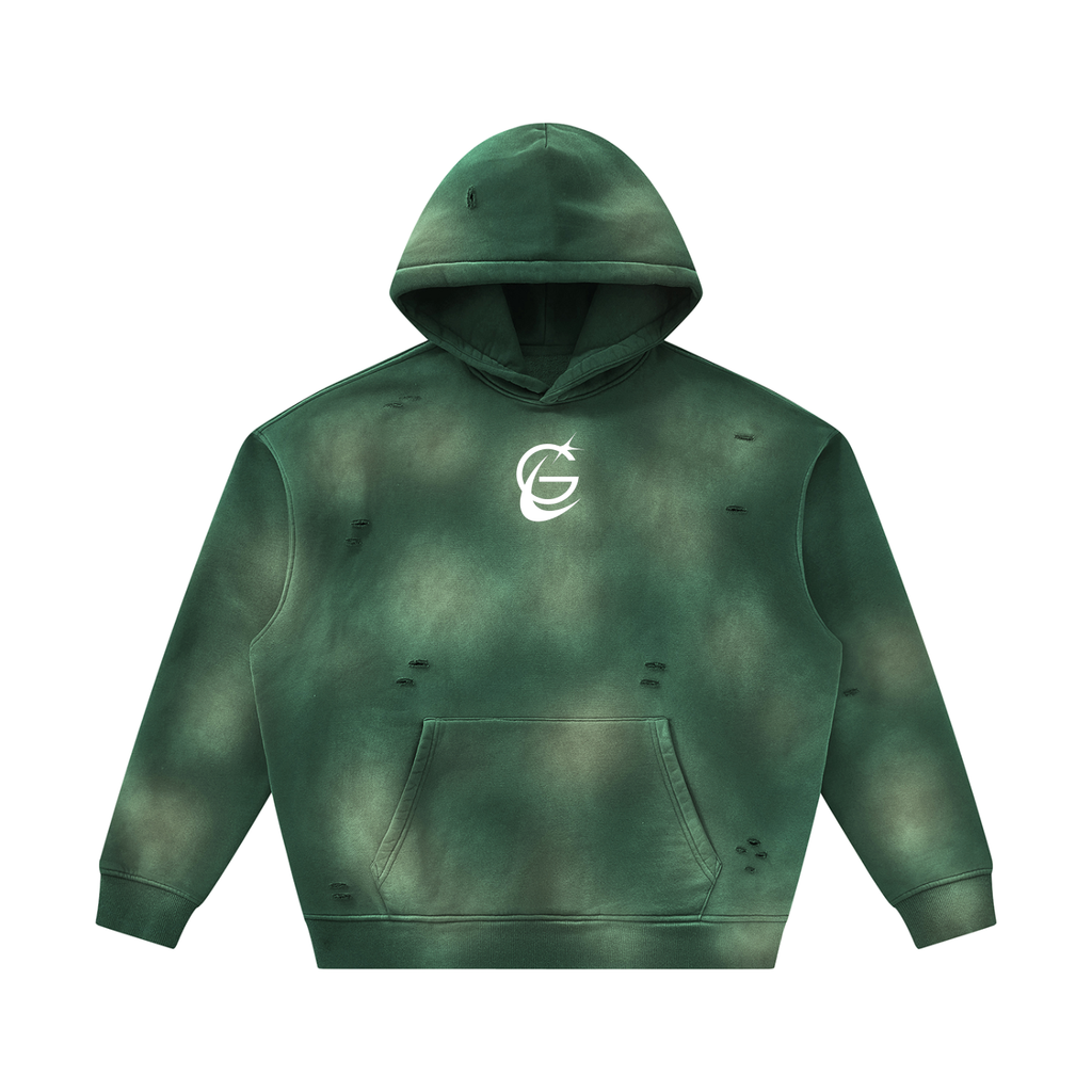 GAFAUDI Unisex Sunfade Frayed Fleece Hoodie