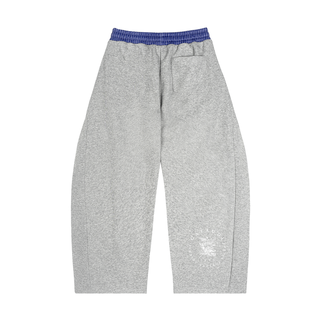 GAFAUDI Plaid Waistband Barrel Sweatpants