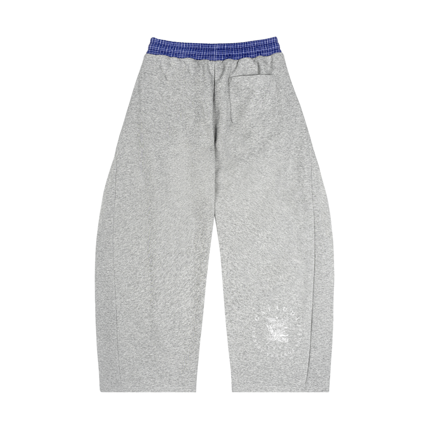 GAFAUDI Plaid Waistband Barrel Sweatpants