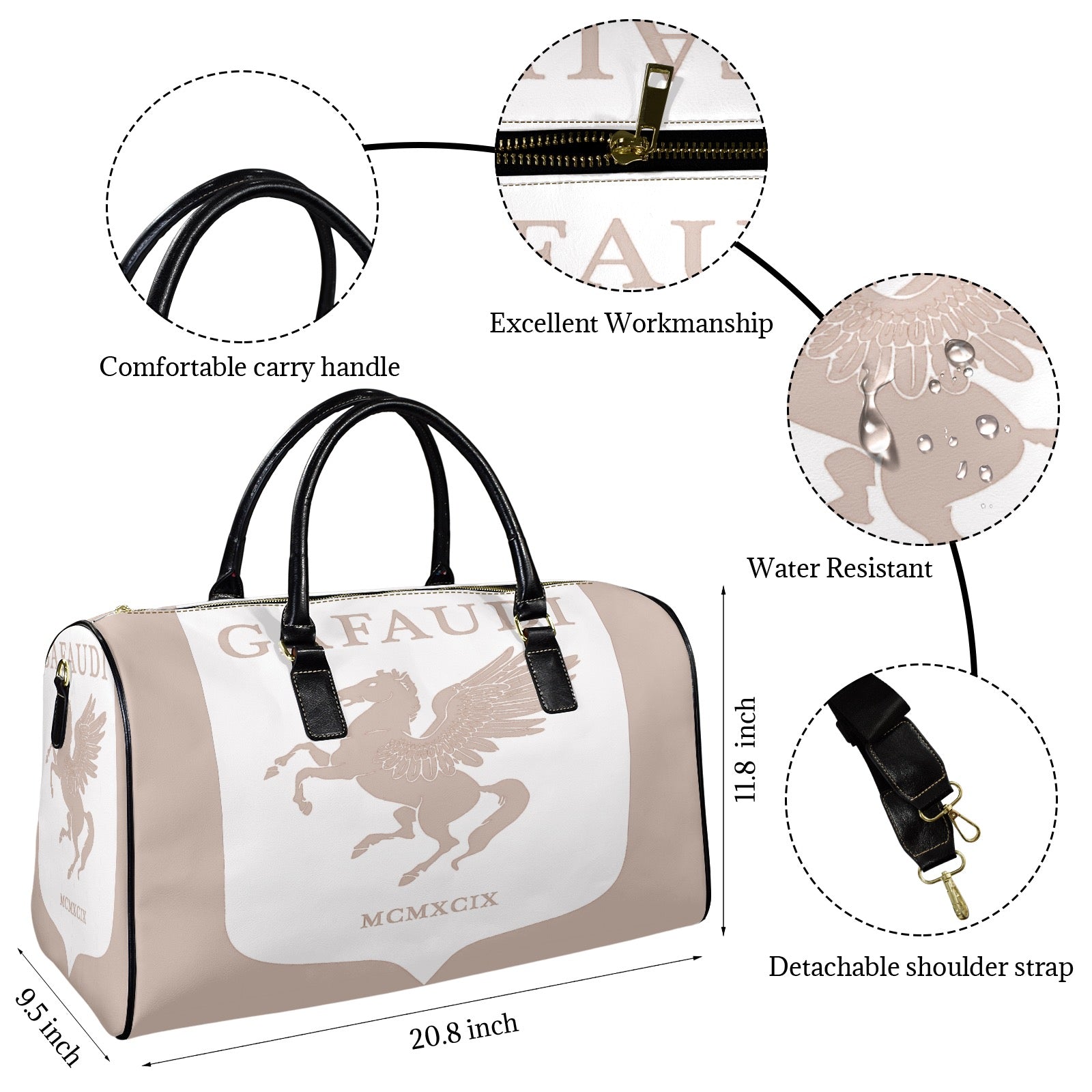 GAFAUDI Leather Travel Bag-Large