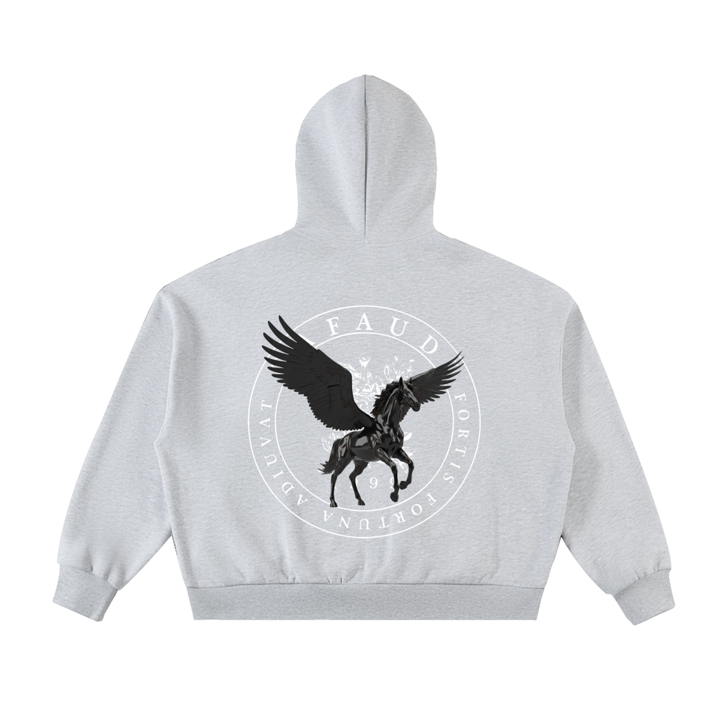Fleeced Full-Zip Boxy Hoodie