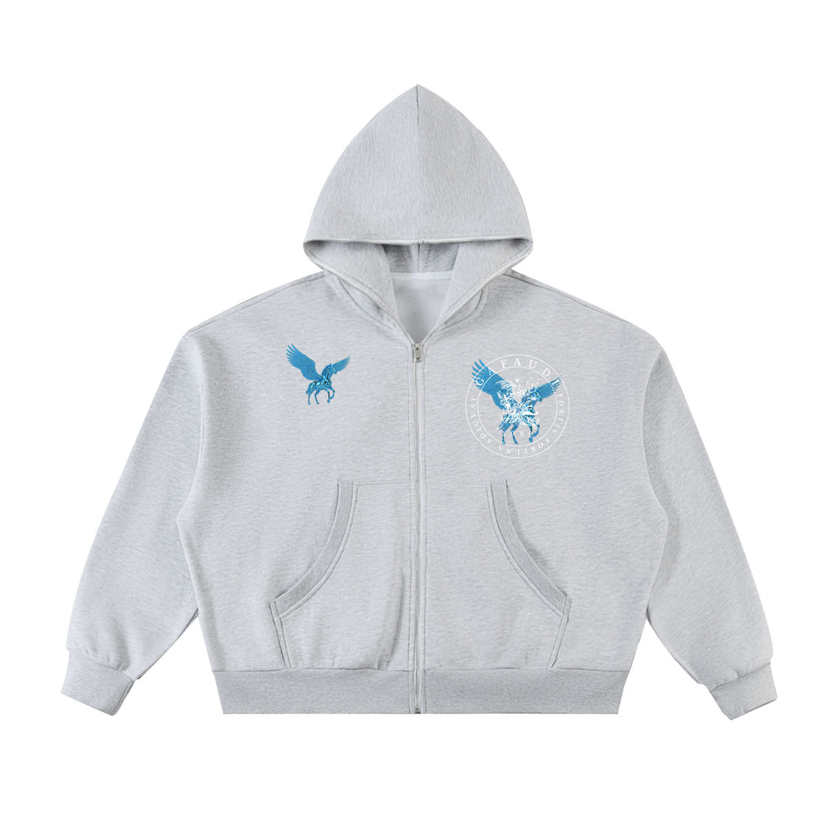 GAFAUDI ASCENSION - 'AZURE ROYALE' Fleeced Full-Zip Boxy Hoodie