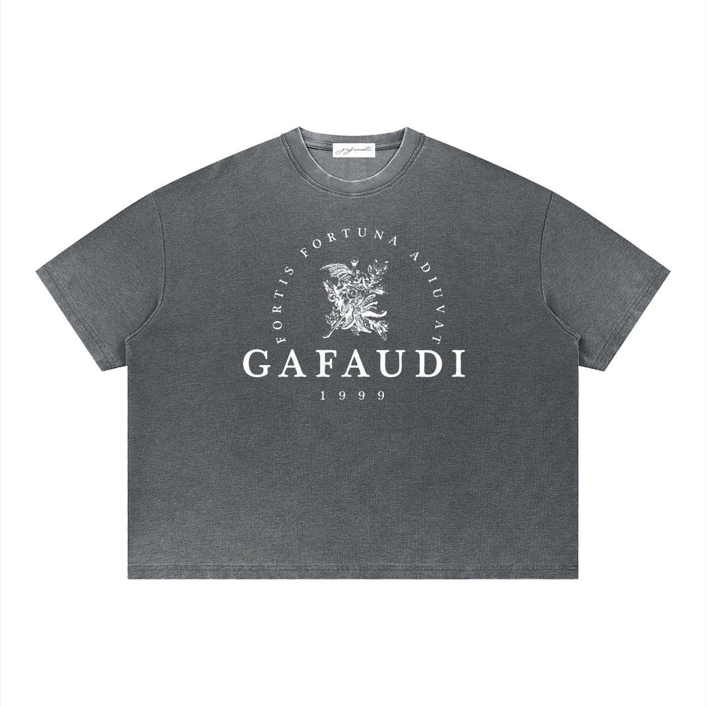 GAFAUDI Unisex Vintage Wash Sunfade Boxy Waffle T-Shirt