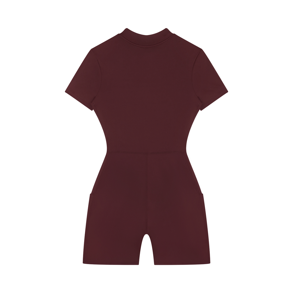 GAFAUDI Women's Quarter-Zip Short Sleeve Romper