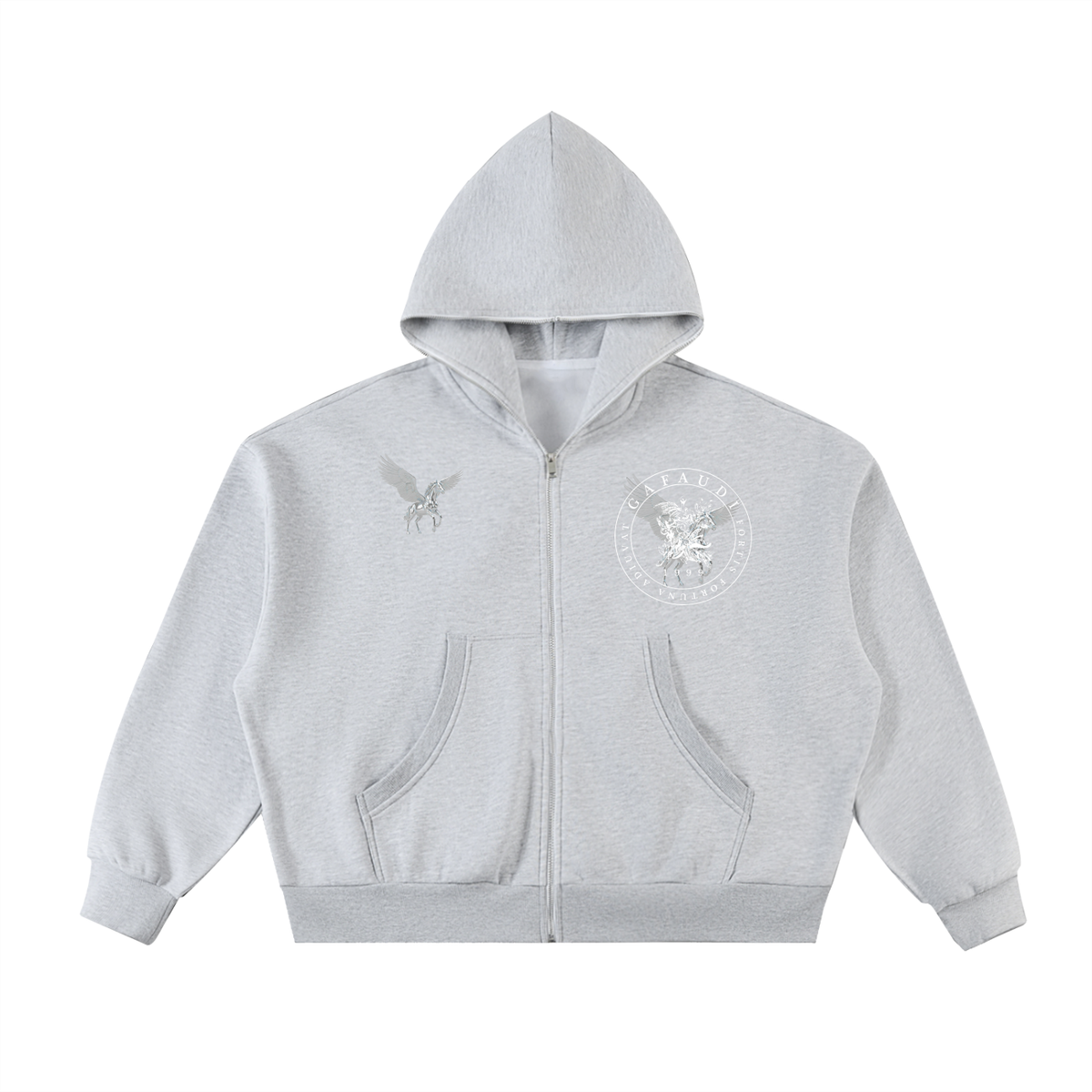 Fleeced Full-Zip Boxy Hoodie