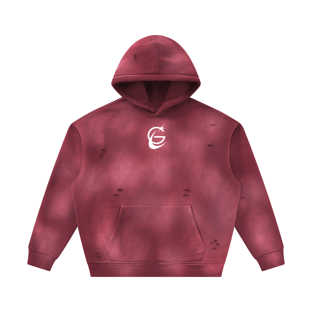 GAFAUDI Unisex Sunfade Frayed Fleece Hoodie