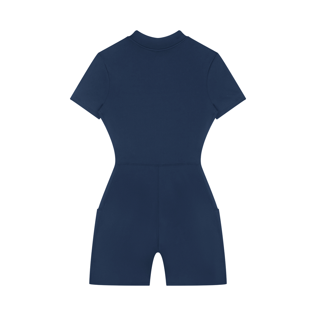 GAFAUDI Women's Quarter-Zip Short Sleeve Romper
