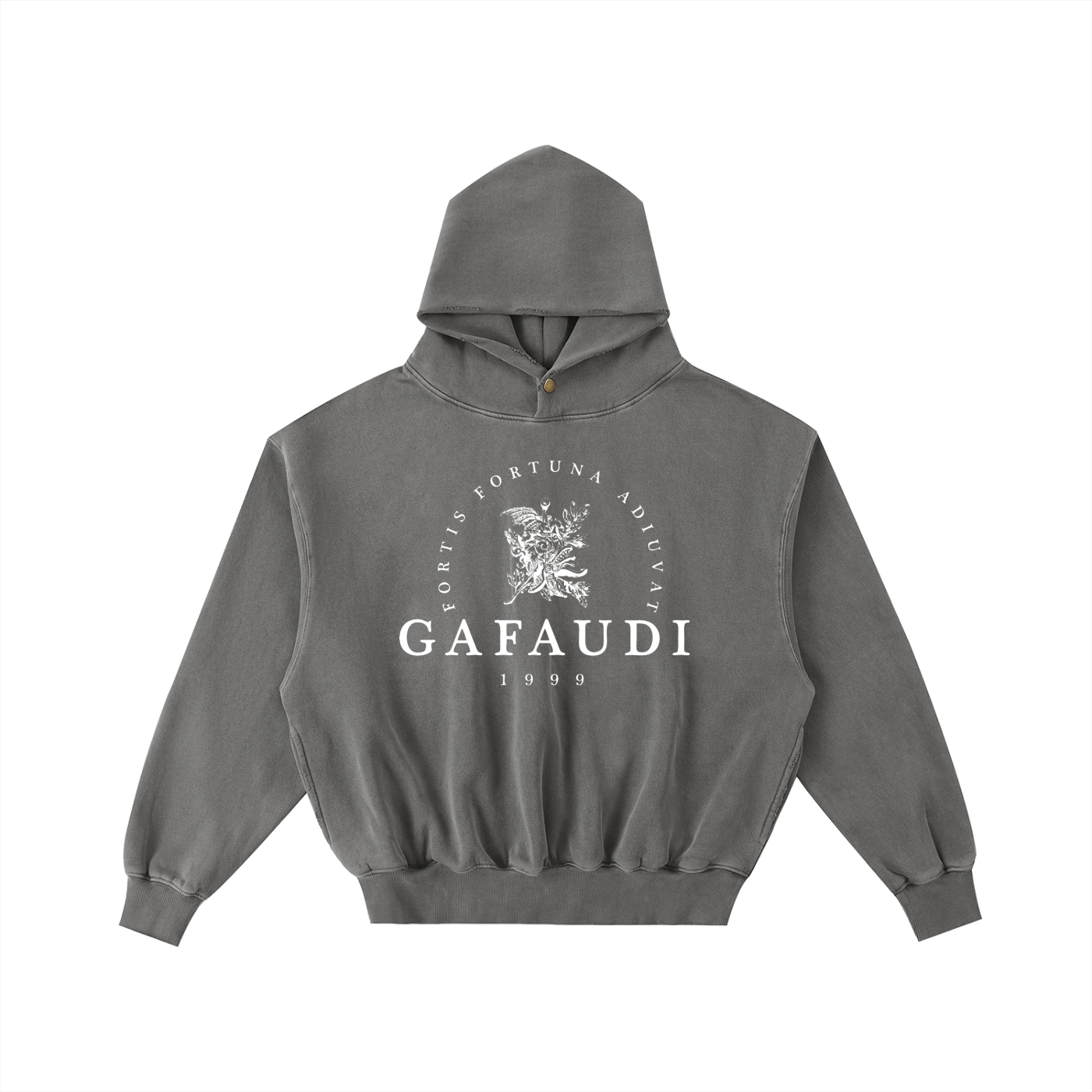 GAFAUDI Frayed Enzyme Washed Fleece Hoodie