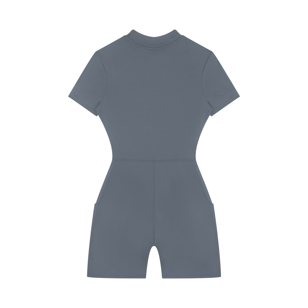 GAFAUDI Women's Quarter-Zip Short Sleeve Romper