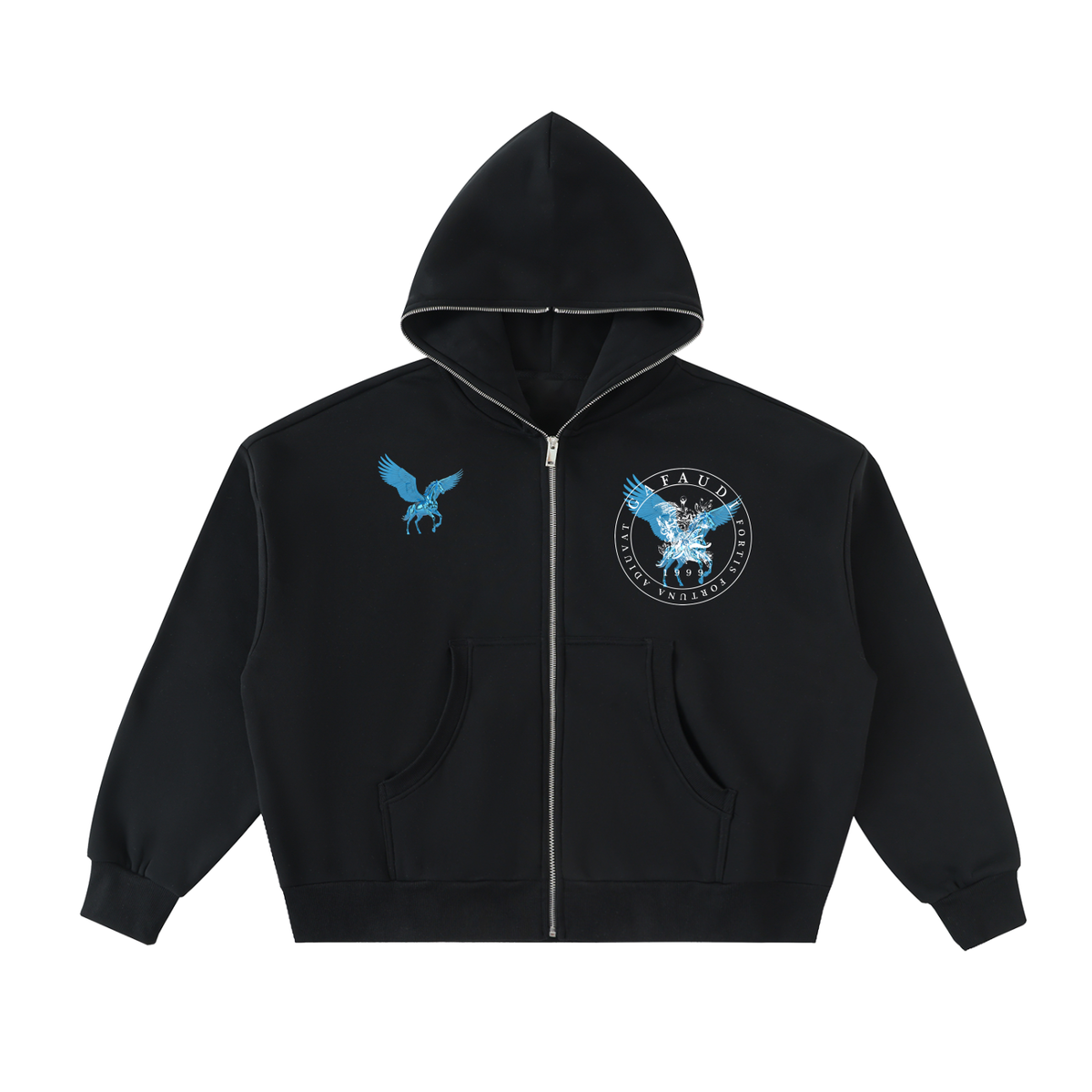 GAFAUDI ASCENSION -  AZURE MAJESTÉ Full-Zip Boxy Hoodie