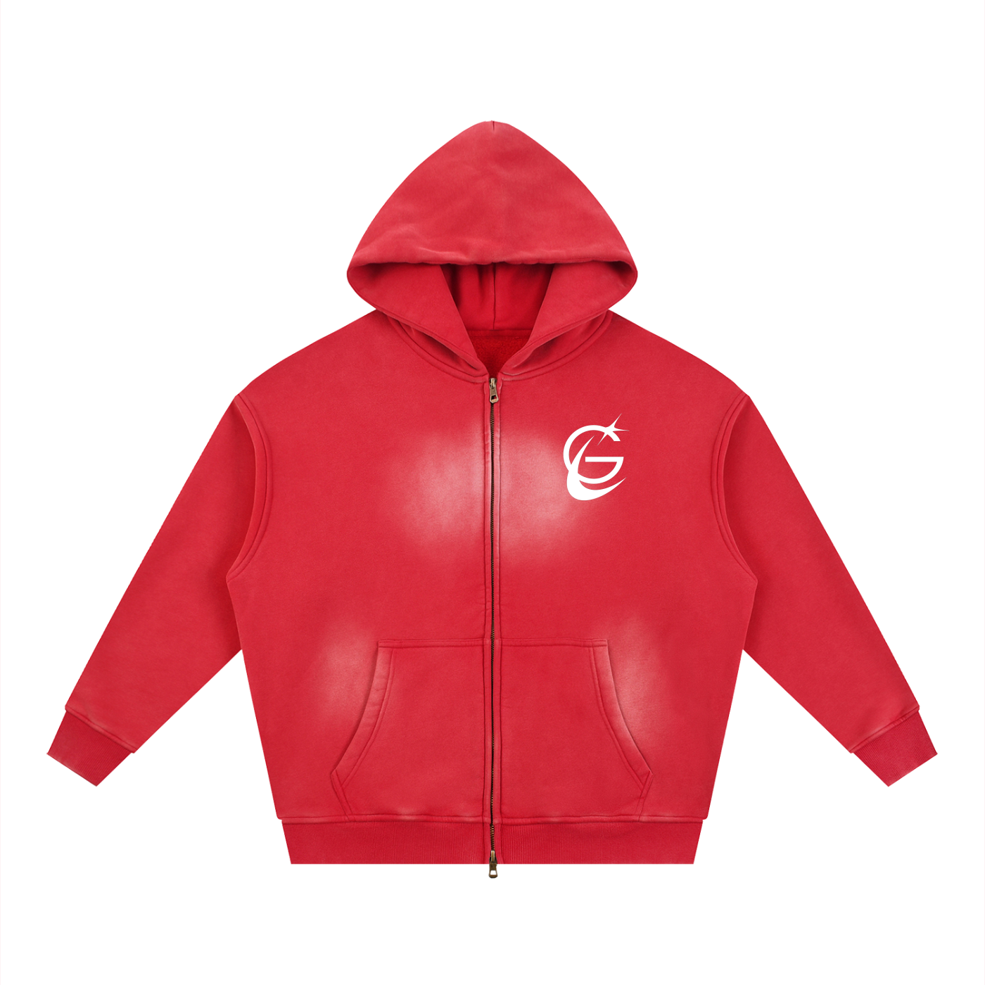 GAFAUDI "Stella Nova" Sunfade Two-way Zipper Boxy Fleece Hoodie