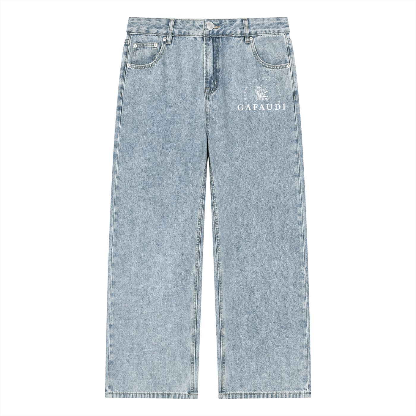 GAFAUDI Unisex Vintage Wash Straight Leg Jeans