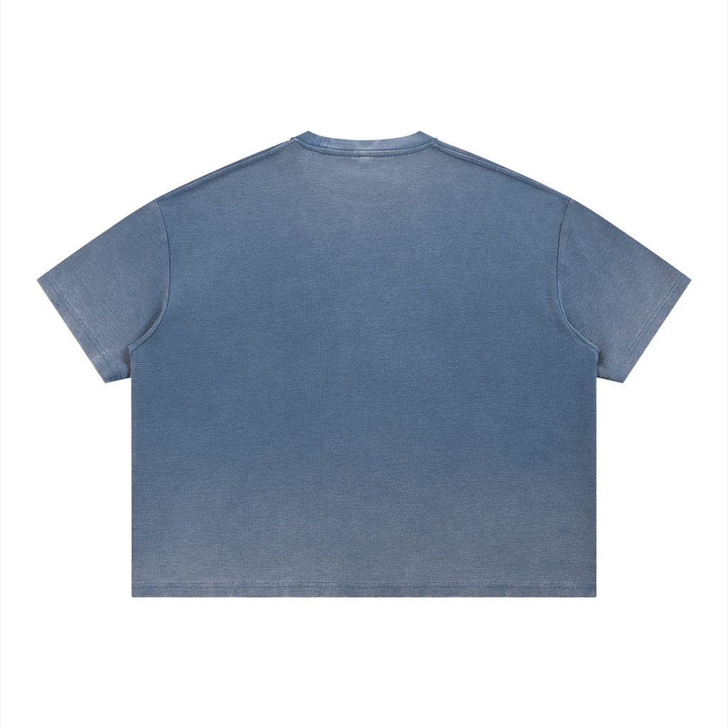 GAFAUDI Unisex Vintage Wash Sunfade Boxy Waffle T-Shirt