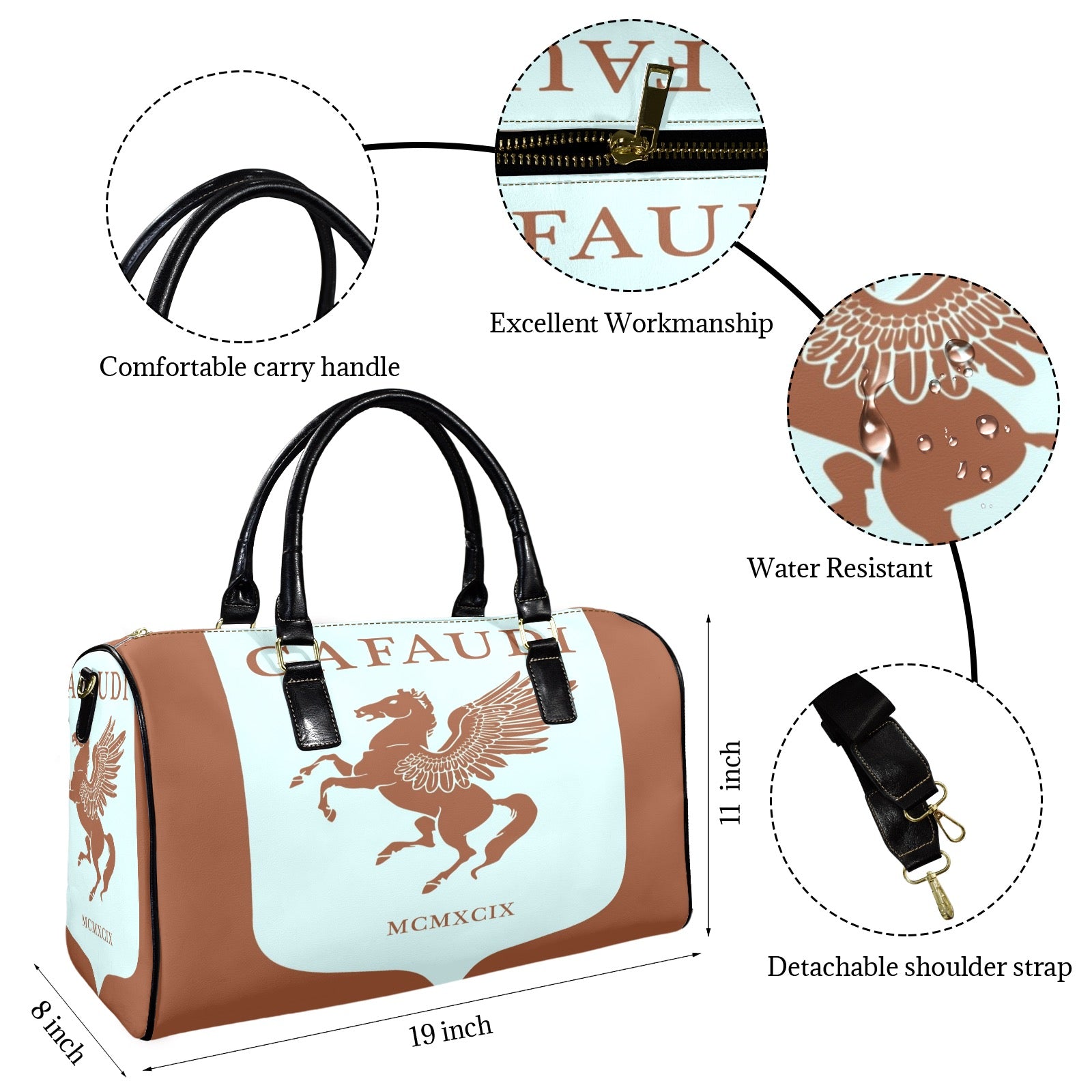 GAFAUDI Leather Travel Bag-Small