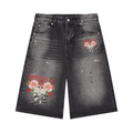 GAFAUDI Men’s Vintage Wash Wide Leg Denim Shorts