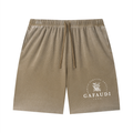 GAFAUDI Unisex Vintage Wash Sunfade Waffle Raw Hem Shorts