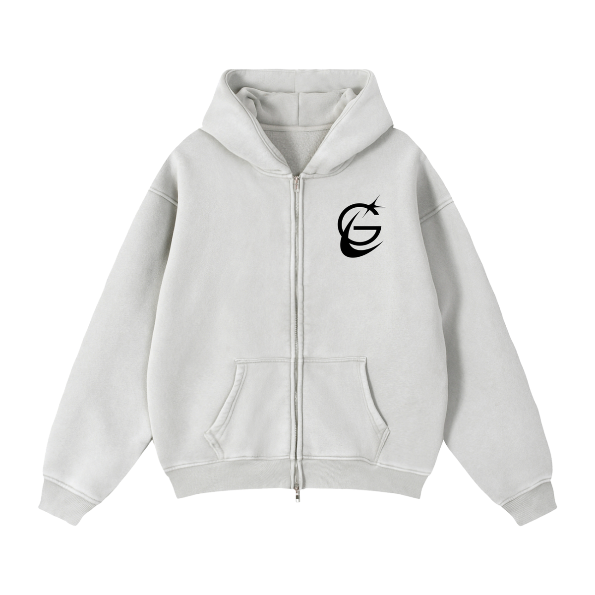 GAFAUDI Zip-Through Boxy Fleece Hoodie